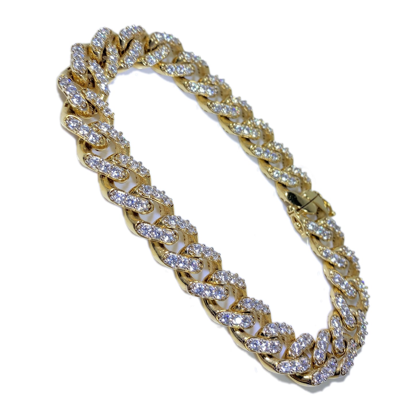 14K Yellow Gold Cuban Link Men Bracelet 8.5" 10.4mm