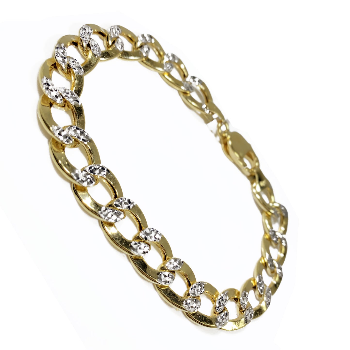 10K Yellow Gold Cuban Link Men Bracelet 8.5" 7mm