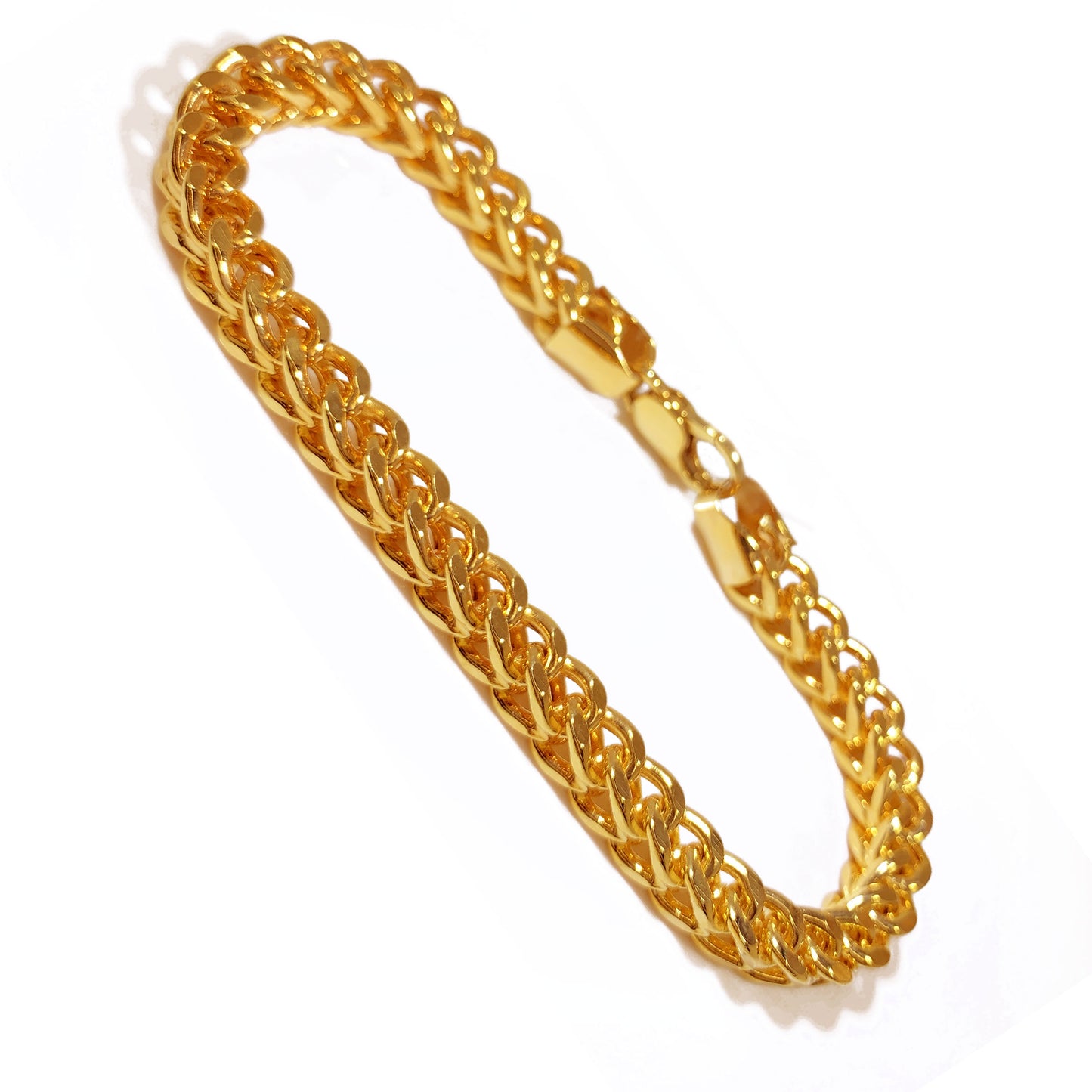 10K Yellow Gold Men’s Fancy Franco Bracelet 9.5″ Inches 7mm