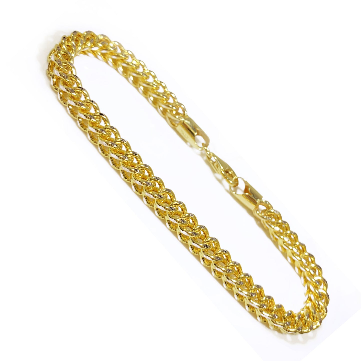 10K Yellow Gold Men’s Fancy Franco Bracelet 9″ Inches 5mm