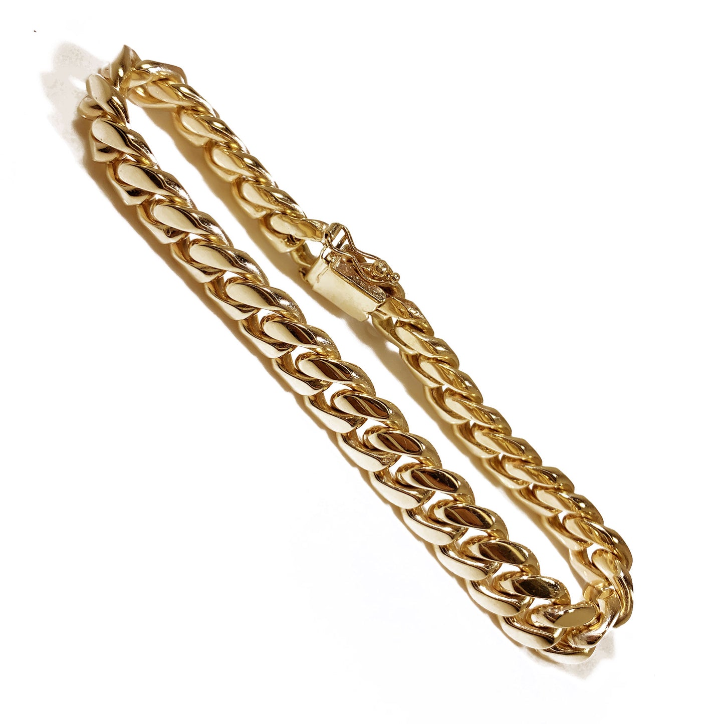 10K Yellow Gold Cuban Link Men Bracelet 9" 10mm