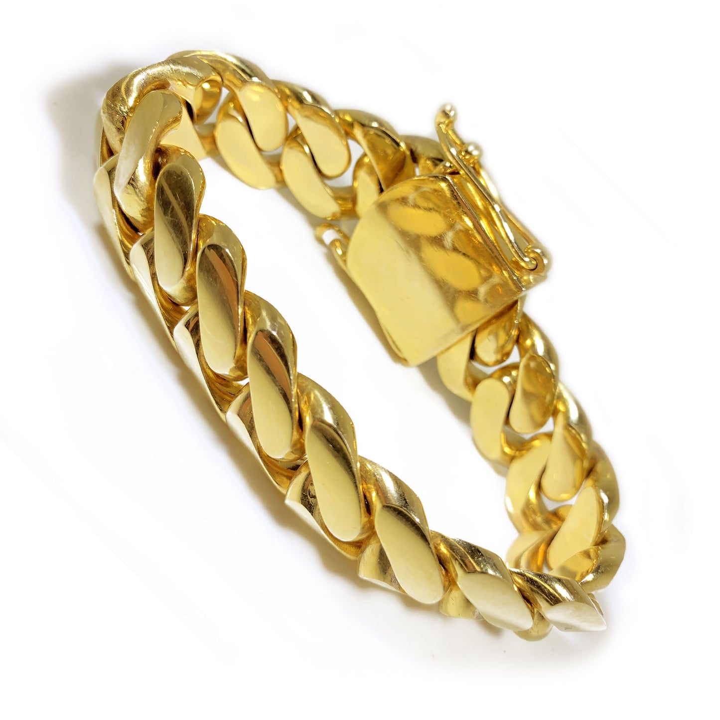 10K Yellow Gold Cuban Link Men Bracelet 10" 20.58mm Solid