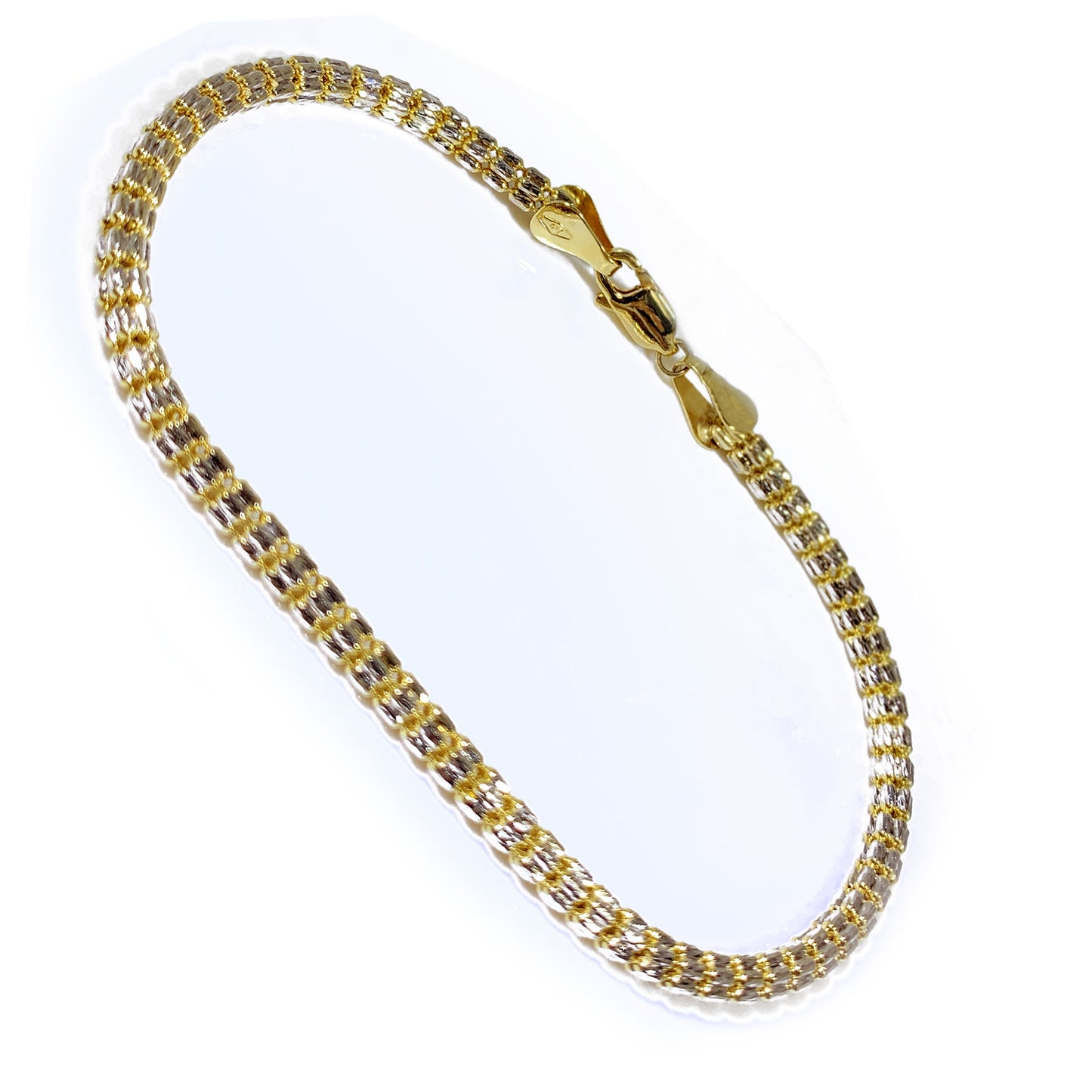 10K Yellow Gold Men’s Fancy Disco Style Bracelet 7.5″ Inches