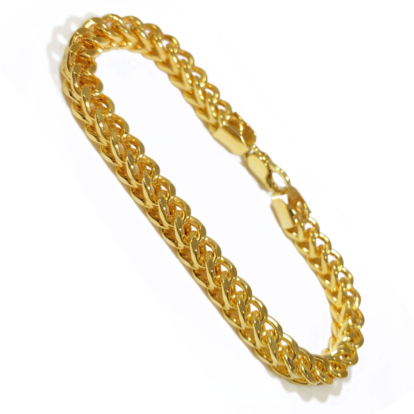 14K Yellow Gold Men’s Fancy Franco Bracelet 8.5″ Inches 7mm