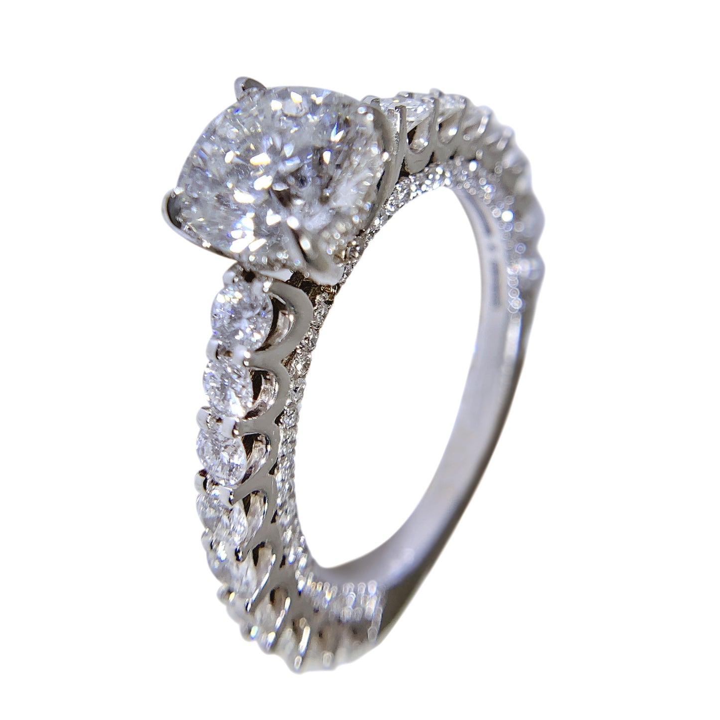 14 WHITE GOLD - DIAMONDS ENGAGEMENT RING AND WEDDING BAND SET - 11.39 CT