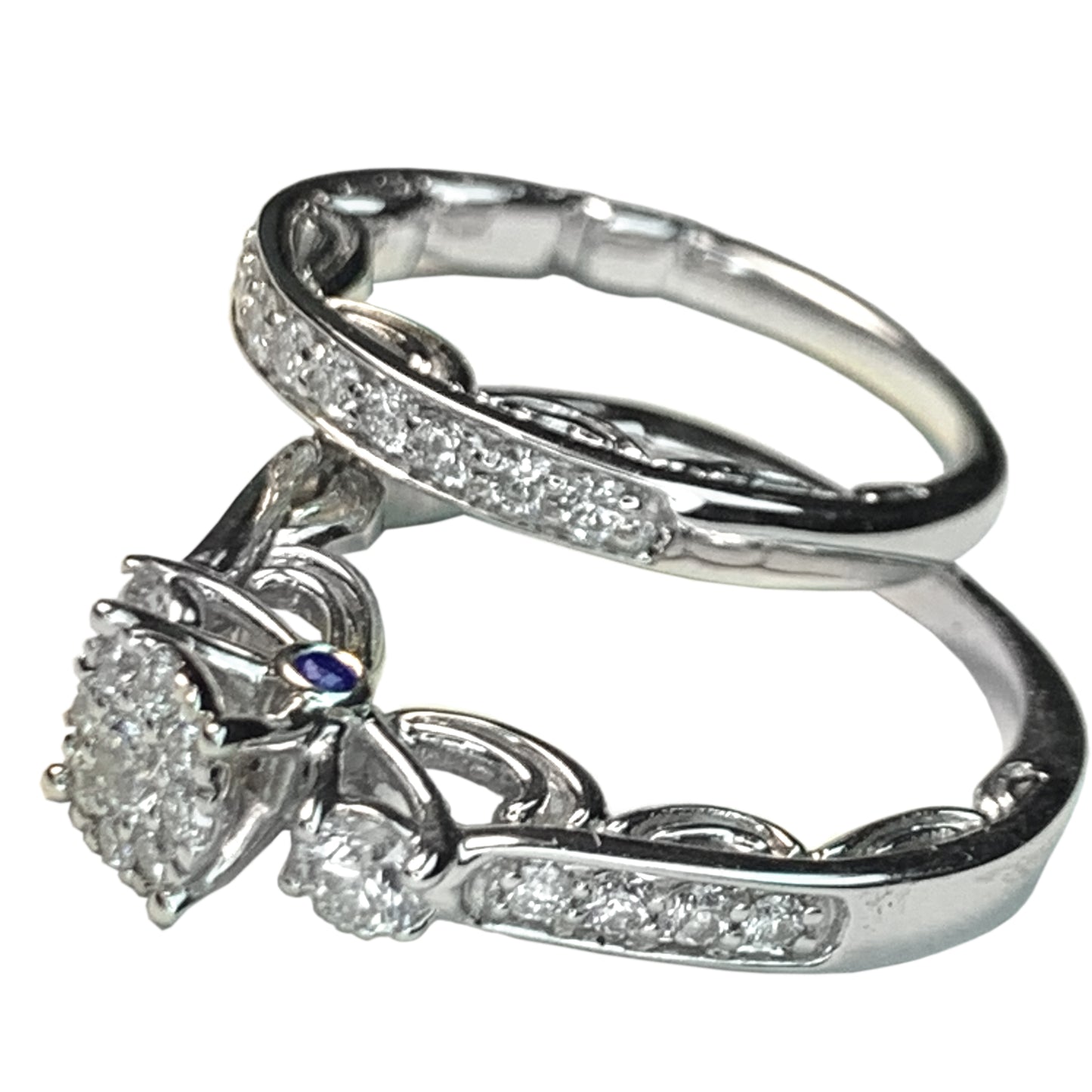 14 KT WHITE GOLD BRIDAL SET DIAMOND RING - 1.34 CT