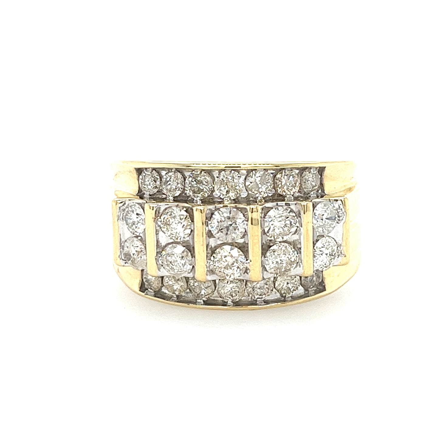 10KT YELLOW GOLD FANCY MENS DIAMON DWEDDING BAND