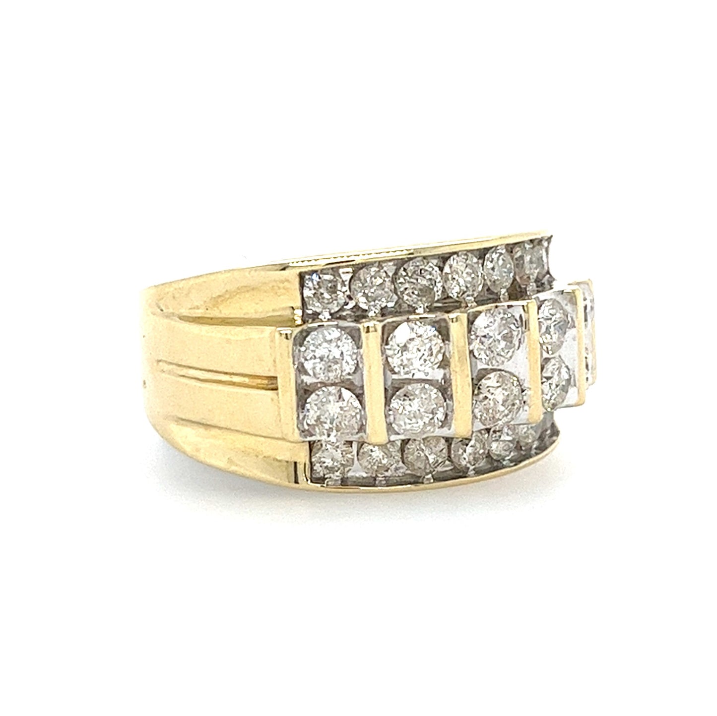 10KT YELLOW GOLD FANCY MENS DIAMON DWEDDING BAND