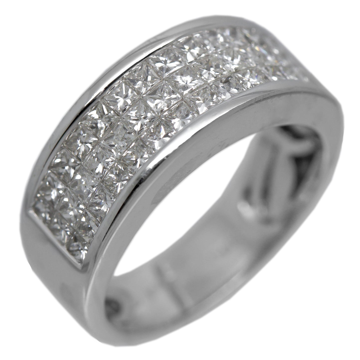 18K White Gold Women Diamond Wedding Band 2.25 Ctw