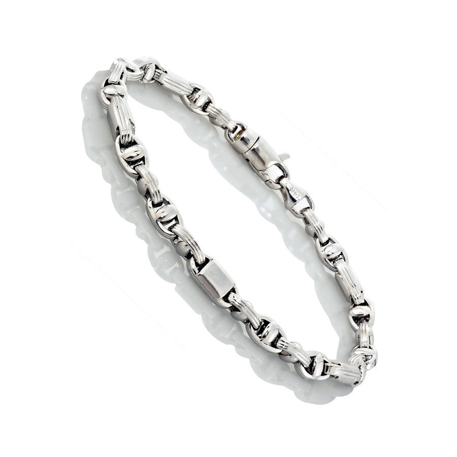 14K White Gold Mens Fancy Bracelets 8.5″ Inches