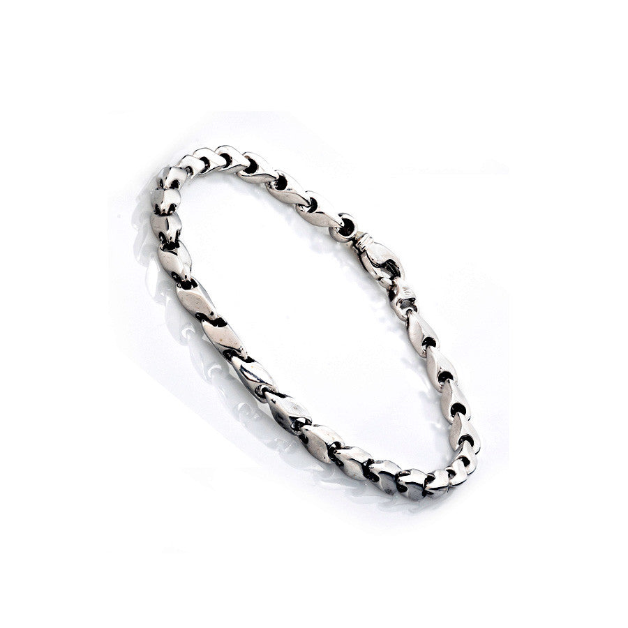 14K White Gold Mens Fancy Bracelets 7.5″ Inches