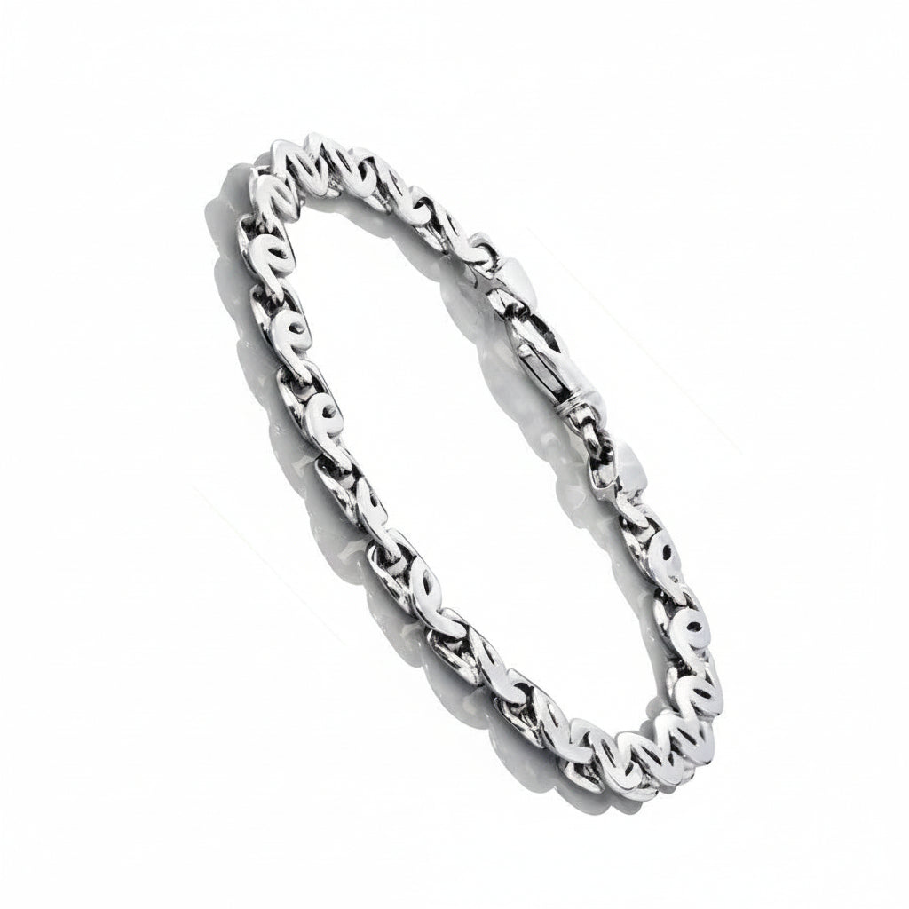 14K White Gold Mens Fancy Gucci Style Bracelets 8.5″ Inches
