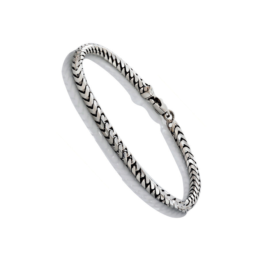 10K White Gold Mens Fancy Franco Bracelet 8.5″ Inches