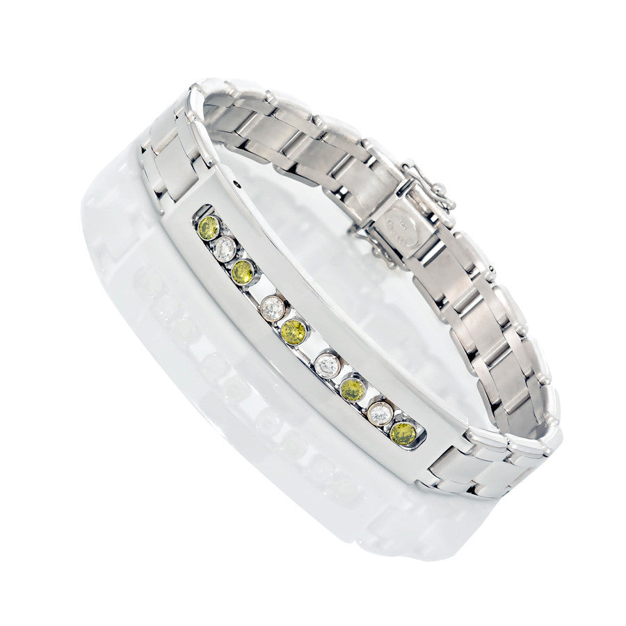 14K White Gold Men’s Diamond Bracelet 1.95 Ctw