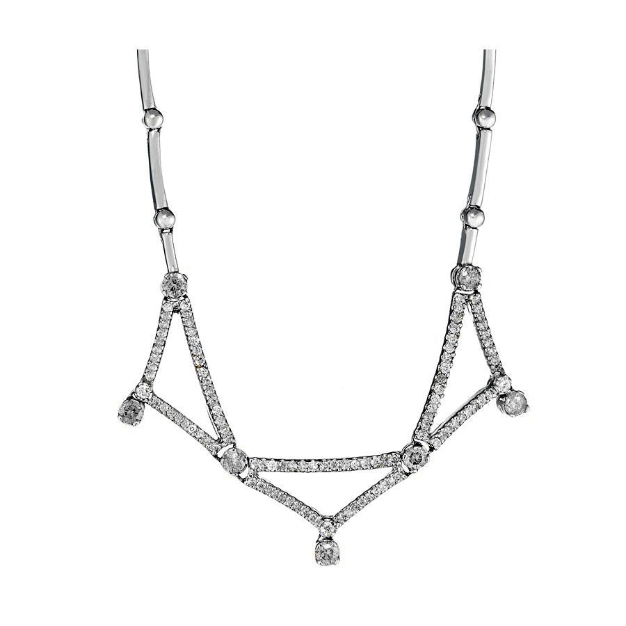 14K White Gold Women’s Diamond Necklace 3.28 Ctw