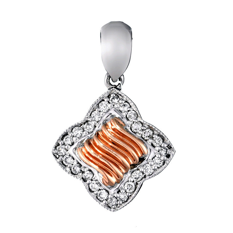 14K Two Tone Gold Womens Diamond Pendant 0.50 Ctw