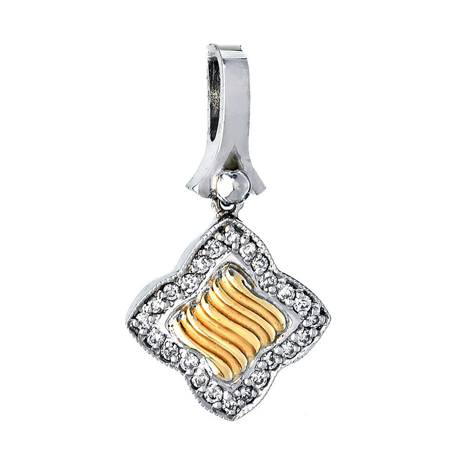 14K Two Tone Gold Womens Diamond Pendant 0.75 Ctw
