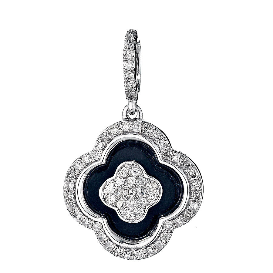14K White Gold Diamond Antique Style Pendant 0.45 Ctw
