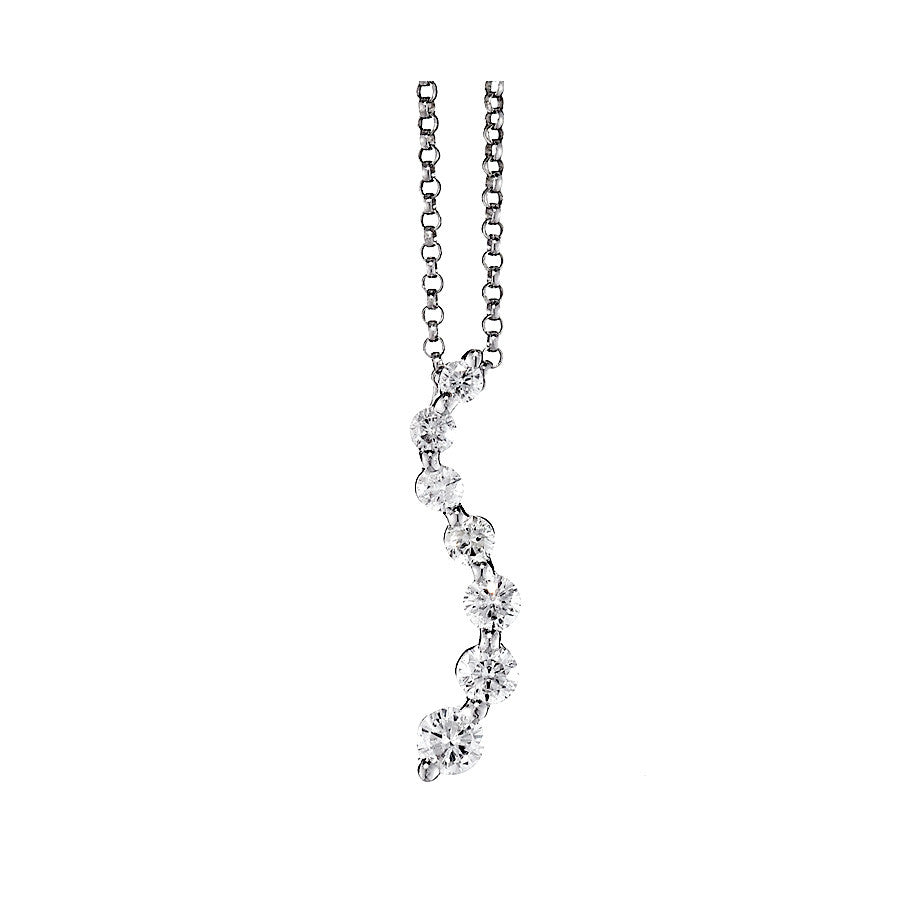 14K White Gold Womens Diamond Journey Pendant 0.94 Ctw