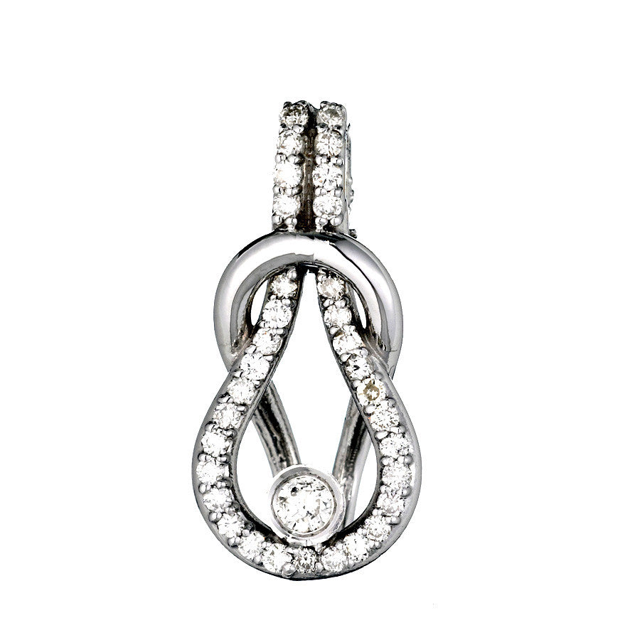 14K White Gold Womens Diamond Love Knot Pendant 1.37 Ctw