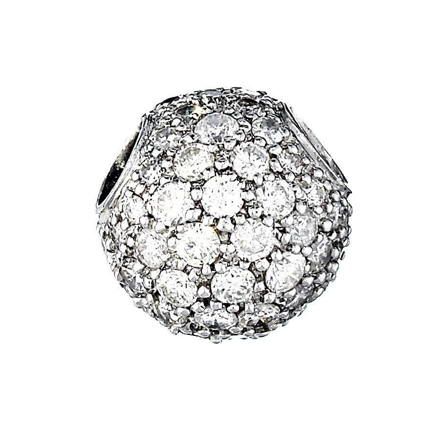 14K White Gold Womens Diamond Pave Ball Pendant 1.00 Ctw