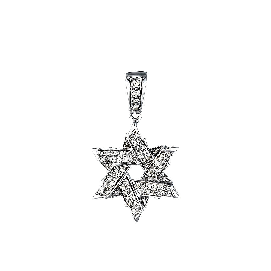 14K White Gold Womens Diamond Star of David Pendant 0.13 Ctw