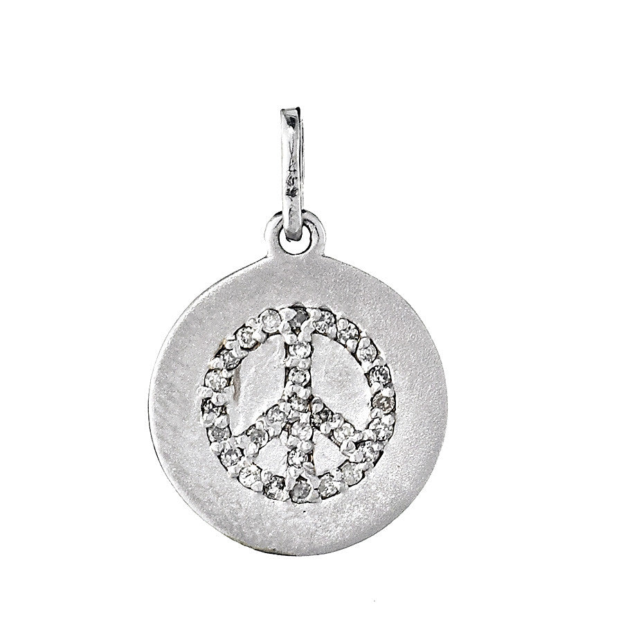 14K White Gold Womens Diamond Peace Pendant 0.24 Ctw