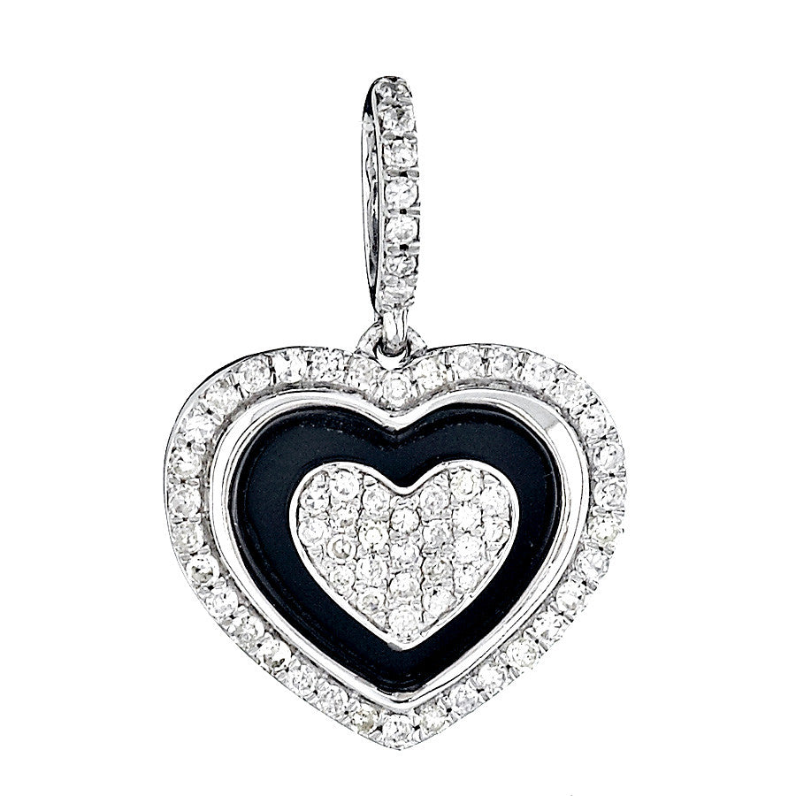 14K White Gold Womens Pave Diamond Heart Pendant 0.43 Ctw