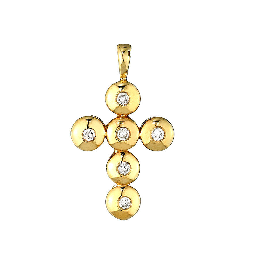 14K Yellow Gold Womens Diamond Cross Pendant 0.55 Ctw