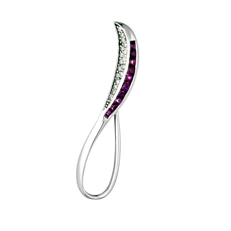 14K WhiteG old Womens Diamond and Ruby Slide 0.25 Ctw