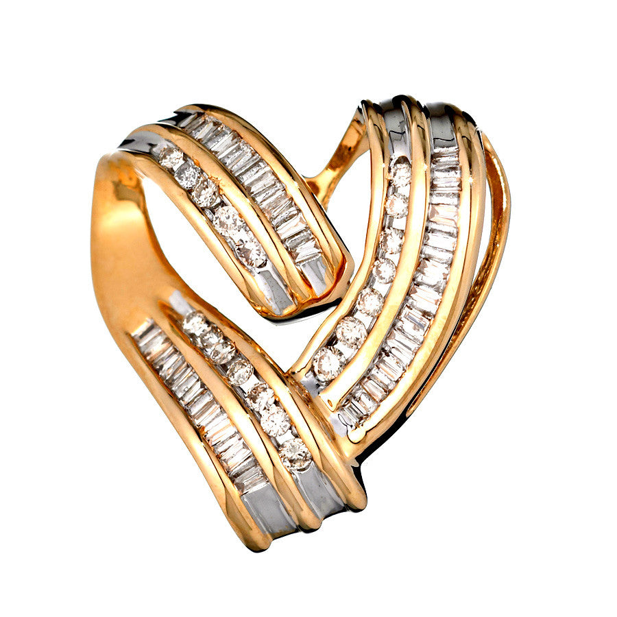 14K Yellow Gold Womens Diamond Heart Pendant 1.53 Ctw