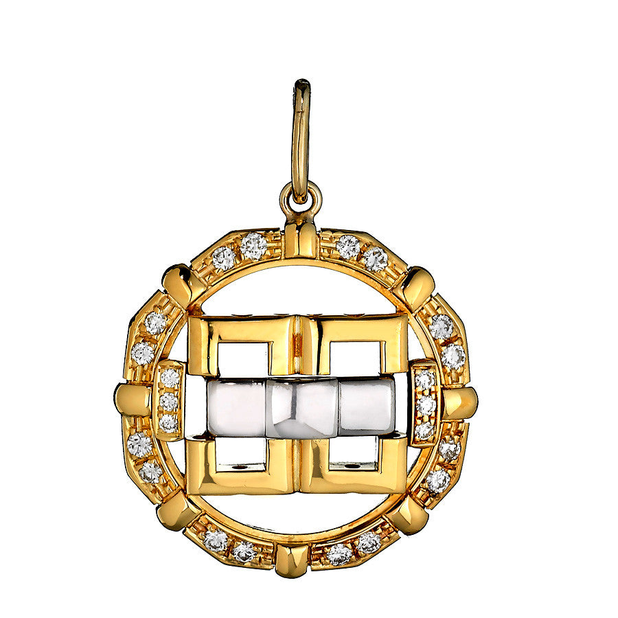 18K Two Tone Gold Womens Diamond Fancy Pendant 0.92 Ctw
