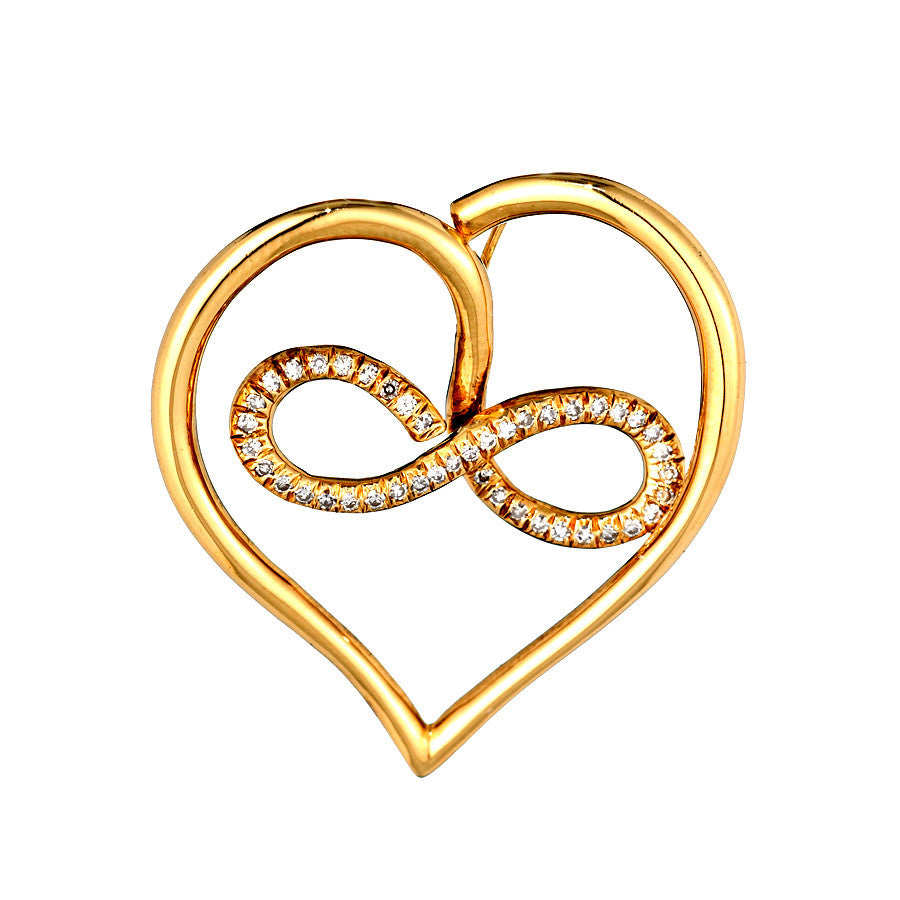 18K Yellow Gold Womens Diamond Heart Pendant 0.50 Ctw