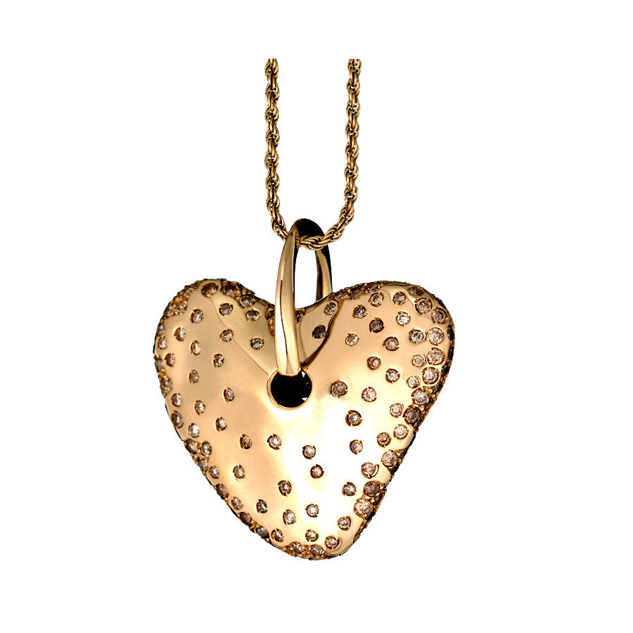 18K Yellow Gold Designer Womens Diamond Heart Pendant 2.50 Ctw