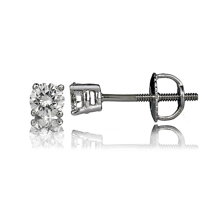 14K White Gold Diamond Stud Earrings 0.36 Ctw