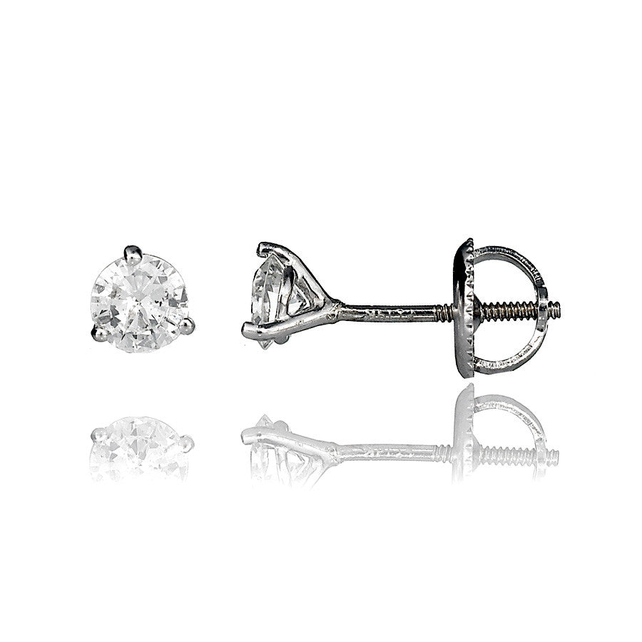 14K White Gold Diamond Stud Earrings 0.85 Ctw