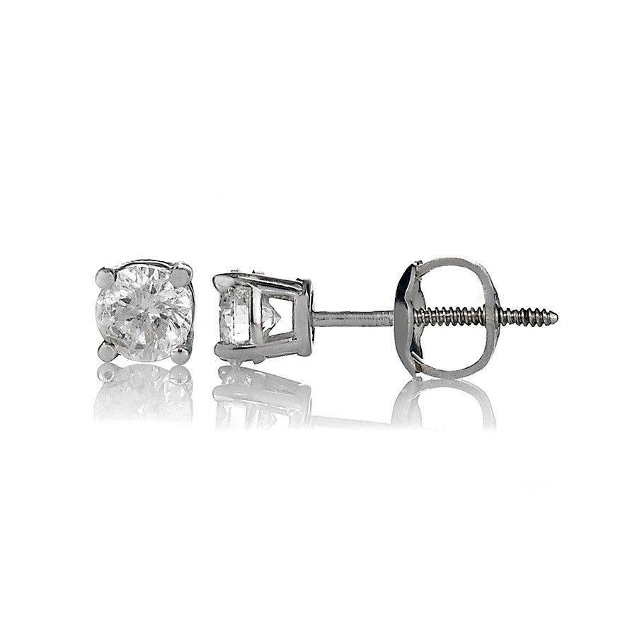 14K White Gold Diamond Stud Earrings 0.68 Ctw