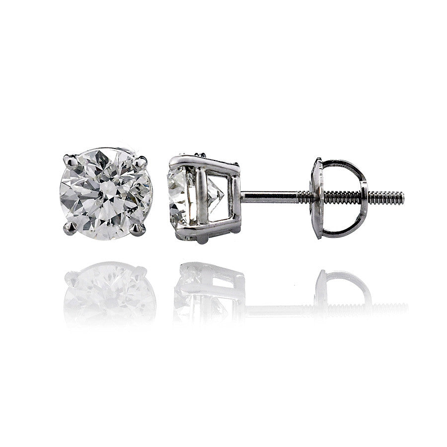 14K White Gold Diamond Stud Earrings 1.00 Ctw