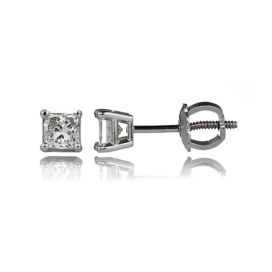 14K White Gold Diamond Stud Earrings 0.27Ctw