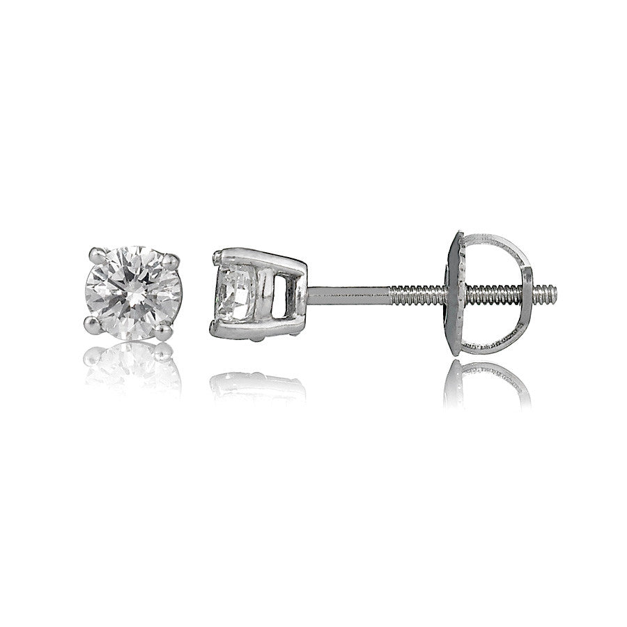 14K White Gold Diamond Stud Earrings 0.85Ctw