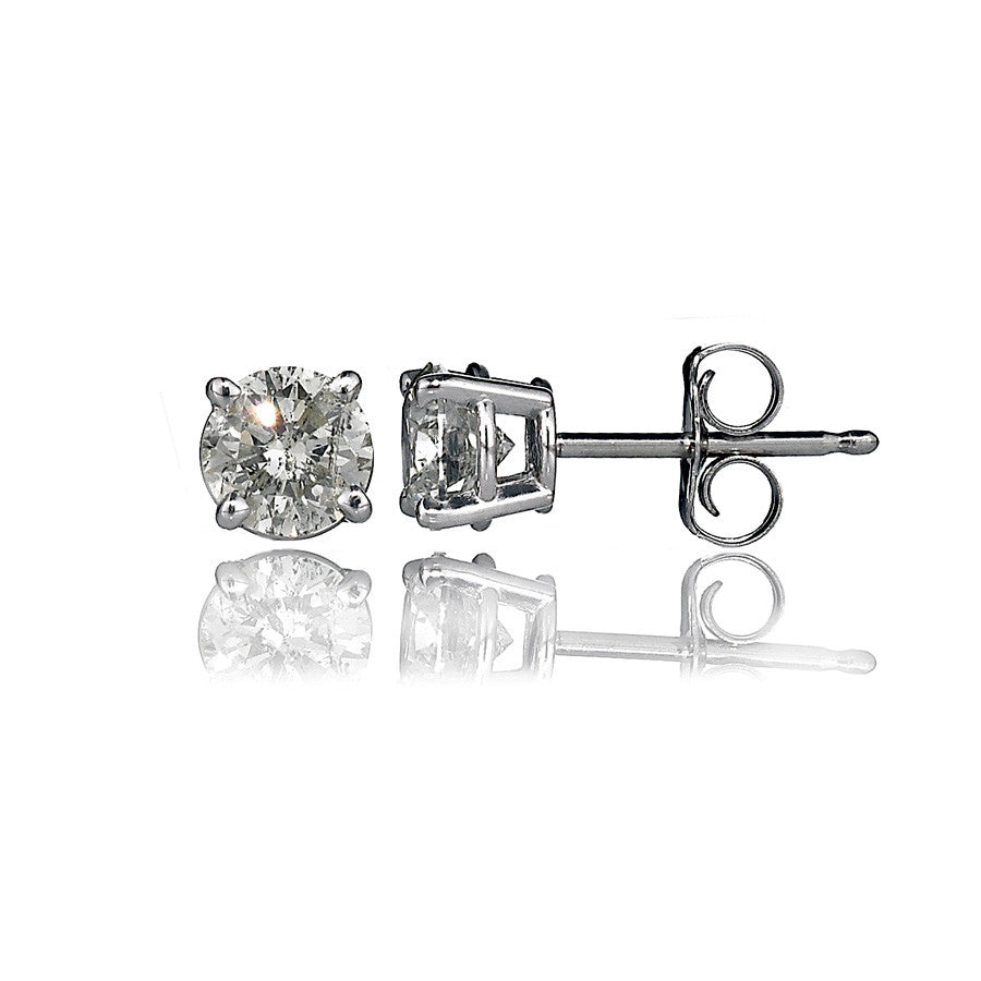 14K White Gold Diamond Stud Earrings 0.98 Ctw