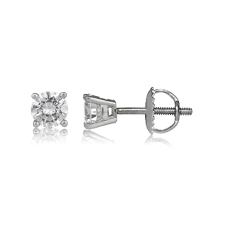 14K White Gold Diamond Stud Earrings 0.67 Ctw