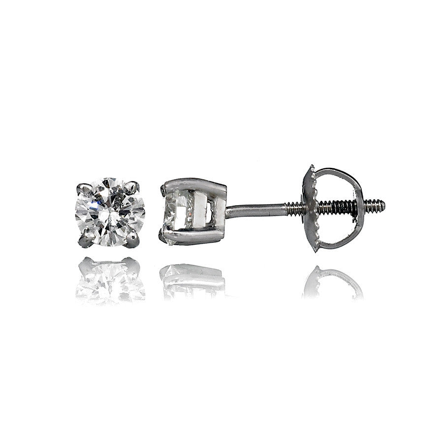 14K White Gold Diamond Stud Earrings 1.49 Ctw