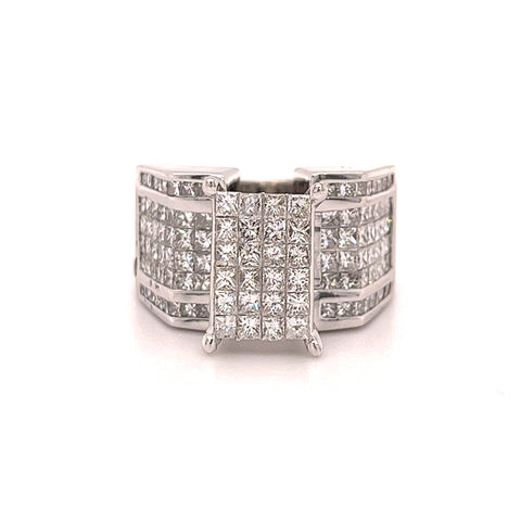 14 KT WHITE GOLD WONDERFUL PRINCESS DIAMOND RING - 2.86 CT