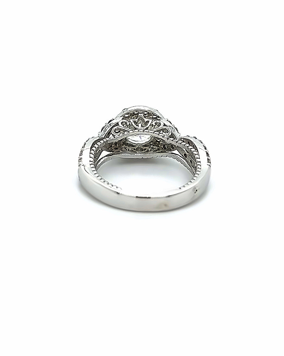 FANCY HALO STYLE DIAMOND ENGAGEMENT RING