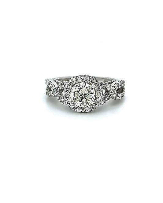 FANCY HALO STYLE DIAMOND ENGAGEMENT RING