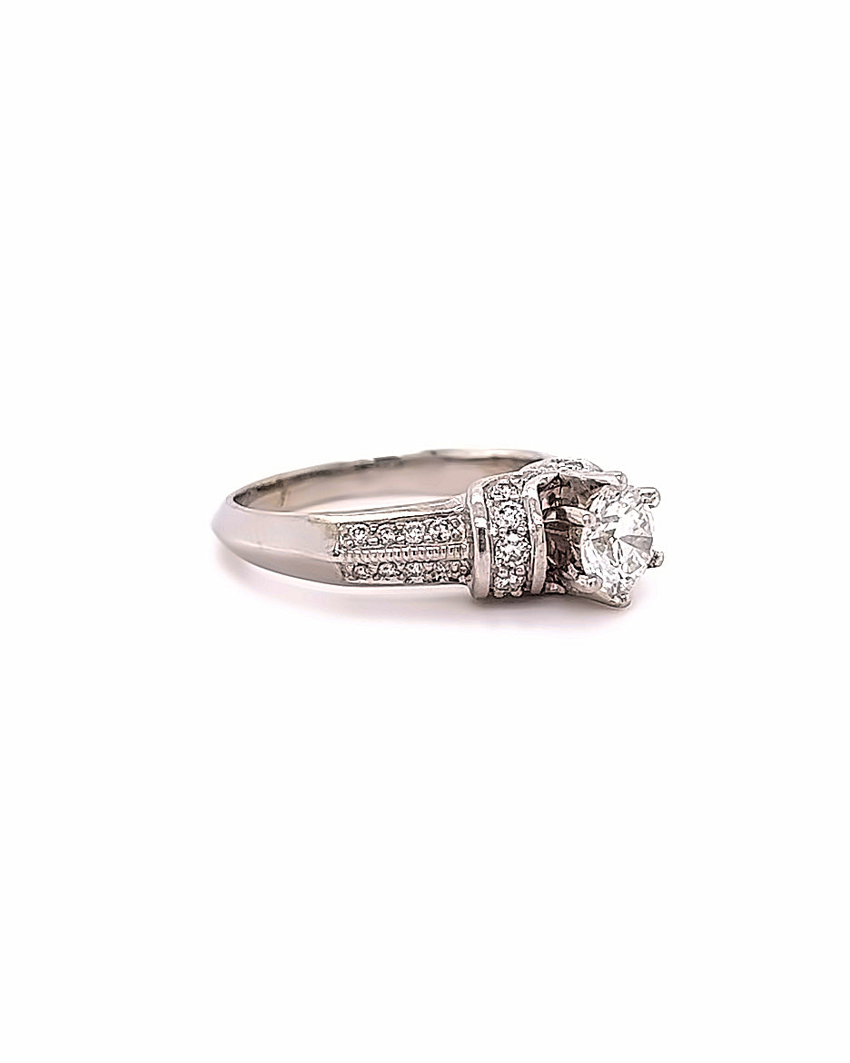 14 KT WHITE GOLD WOMENS DIAMON ENGAGEMENT RING - 1.43 CT