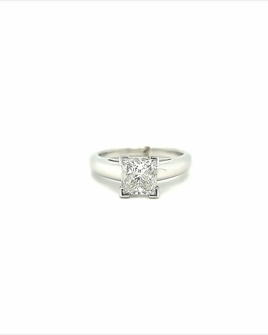 14 KT WHITE GOLD PRINCESS ENGAGEMENT WOMENS RING - 1.97 CT