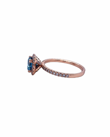 14KT ROSEGOLD ENGAGEMENT FANCY COLOR STONE RING