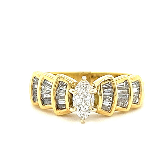 18KT YELLOW GOLD WITH DIAMONDS LADIES ENGAGEMENT RING